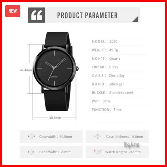 Unisex Quartz Watch Waterproof Silicone Band Minimalist Design main image 5